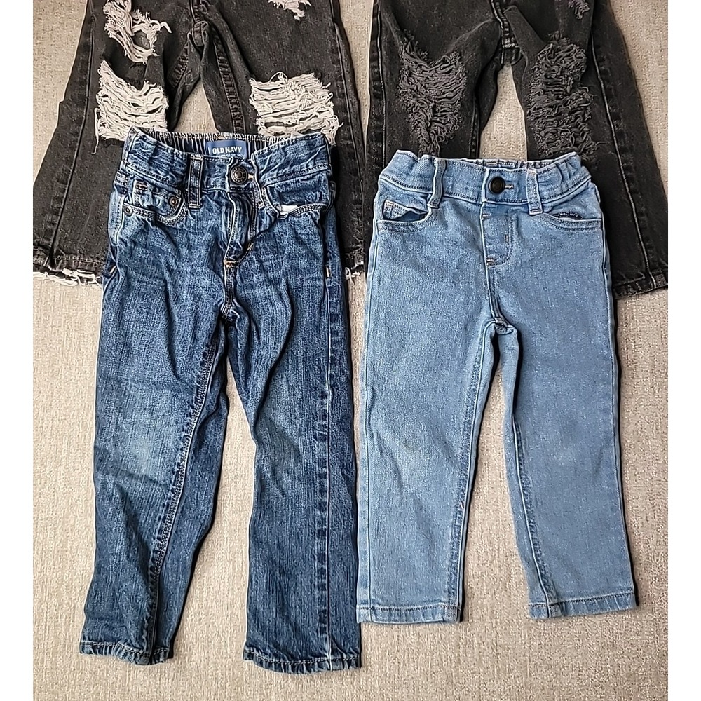 5 Pairs of Girls 2T Denim Jeans Black & Blue Old Navy Arizona Badge Childrens Pl - Picture 5 of 13